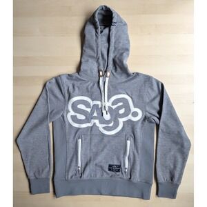SAGA OG Logo Pullover Hoodie Grey White Foodie‎ Cuffins Oversized Small